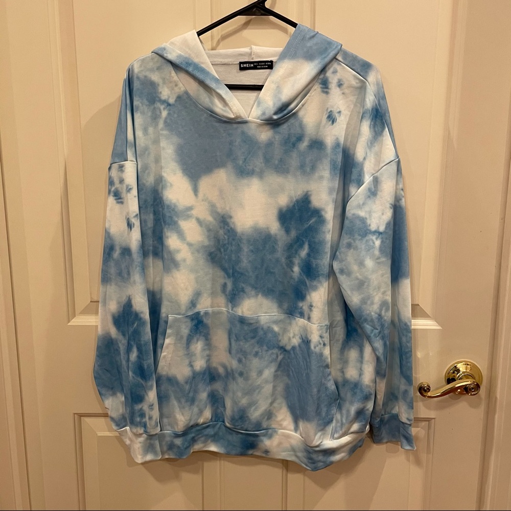 NEW blue and white tie dye sweatshirt